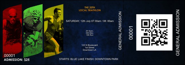 Triathlon QR Event Ticket Product Front