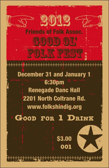 Woodcut Drink Ticket 2012