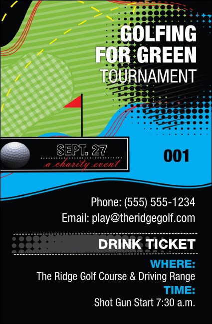 Golf Water Hazard Drink Ticket Product Front