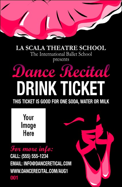 Dance Recital Drink Ticket Product Front