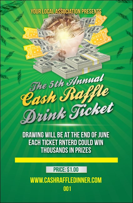 Cash Raffle Green Drink Ticket Product Front