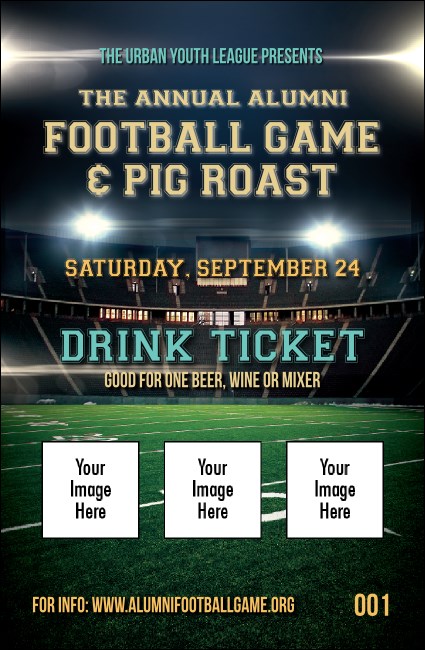 American Football Lights Drink Ticket Product Front
