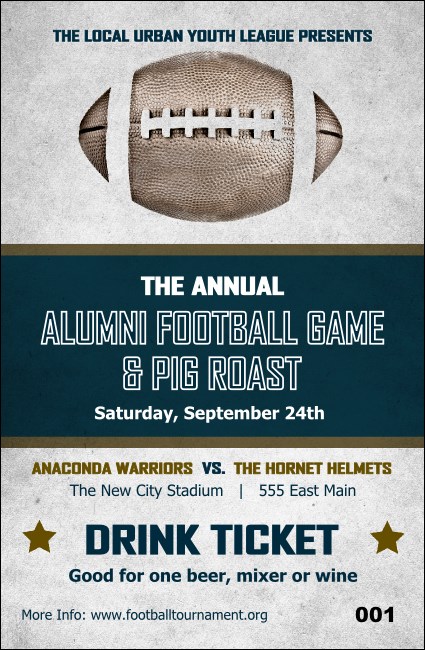 American Football Blue Drink Ticket