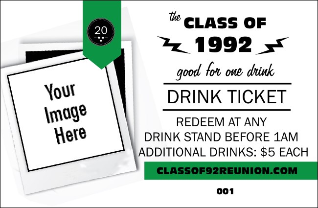 Class Reunion Mascot Green Drink Ticket Product Front