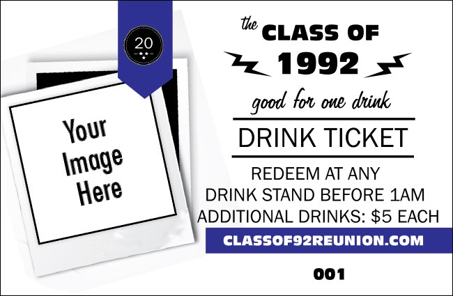 Class Reunion Mascot Blue Drink Ticket Product Front