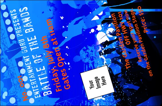 Rock Concert Blue Drink Ticket Product Front