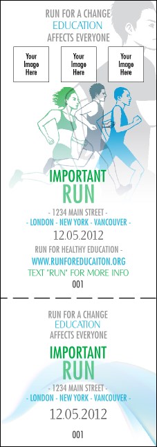 Run for a Cause Blue & Green Event Ticket Product Front