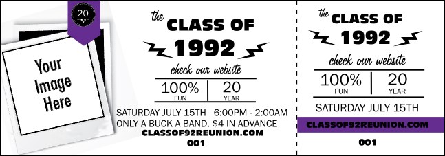 Class Reunion Mascot Purple Event Ticket Product Front