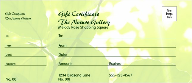 Nature Series - Green Leaves Gift Certificate Product Front