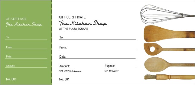 Kitchen Store Gift Certificate Product Front