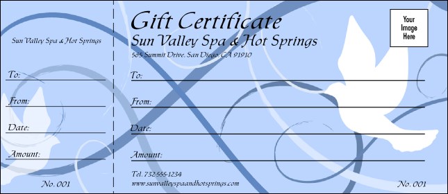 Blue Doves Logo Gift Certificate Product Front