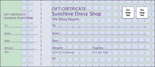 Pastel Polka-Dot Gift Certificate Product Front