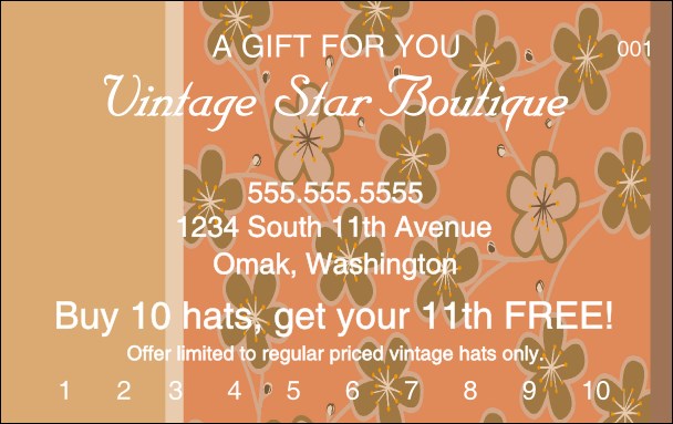 Retro Flowers Loyalty Card Product Front