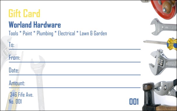 Hardware Gift Card Product Front