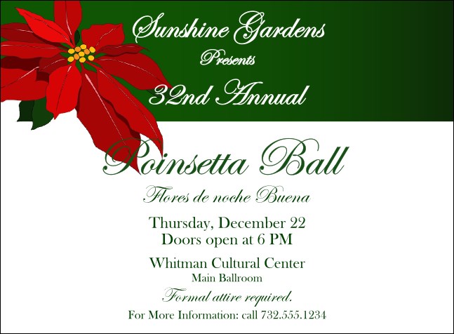 Christmas Poinsettia Invitation 001 Product Front