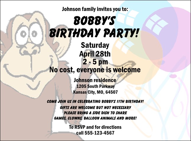 Monkey Invitation Product Front