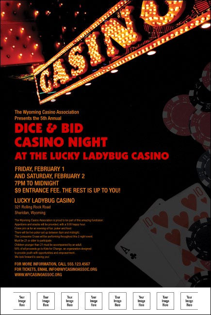 Casino Night Poster with Image Upload Product Front