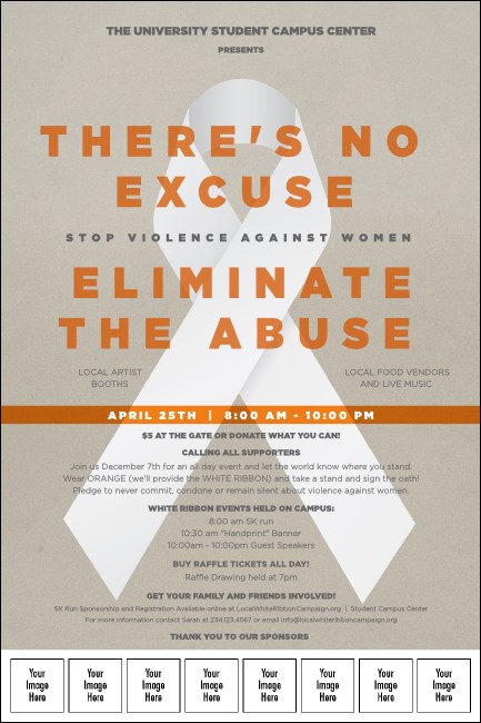 White Ribbon Logo Poster Product Front