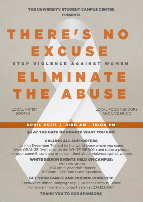 White Ribbon Postcard Product Front