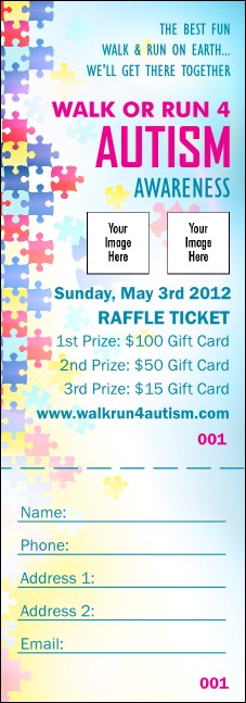 Autism Awareness Raffle Ticket Product Front