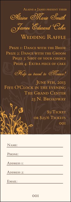Wedding Classic Raffle Ticket Product Front