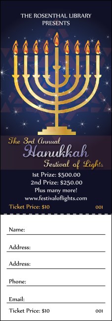 Hanukkah Menorah Raffle Ticket Product Front