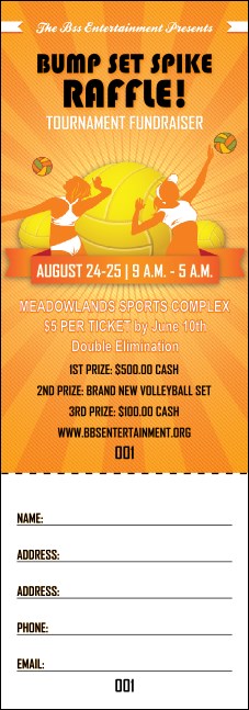 Volleyball Sun Rays Raffle Ticket Product Front