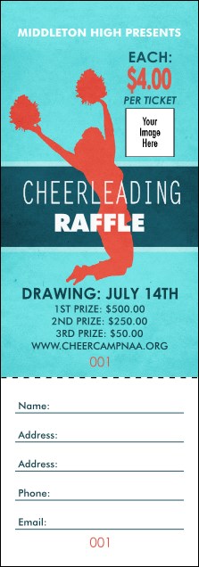 Cheerleading Jump Raffle Ticket Product Front