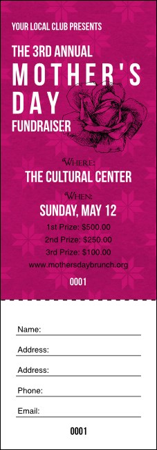 Stylish Rose Raffle Ticket Product Front