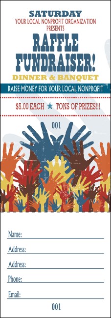 Fundraising Hands Raffle Ticket Product Front
