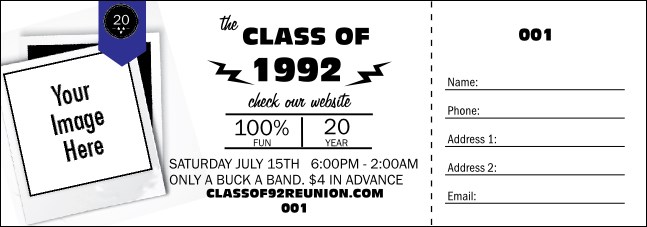 Class Reunion Mascot Blue Raffle Ticket Product Front