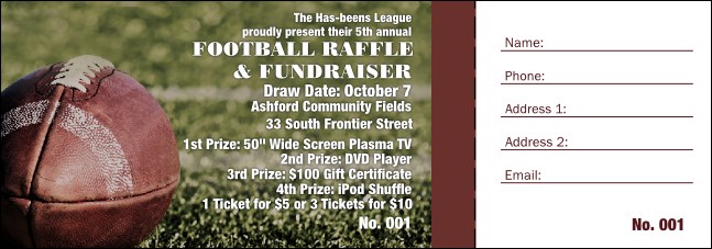 American Football Raffle Ticket 001