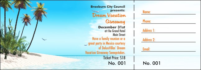 Beach Raffle Ticket Product Front