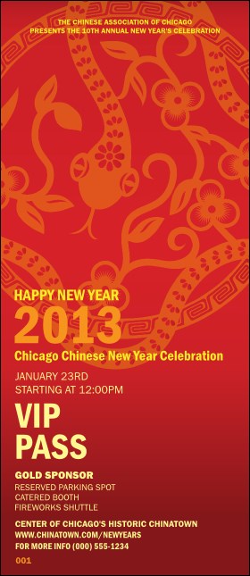 Chinese New Year Flower Snake VIP Pass Product Front