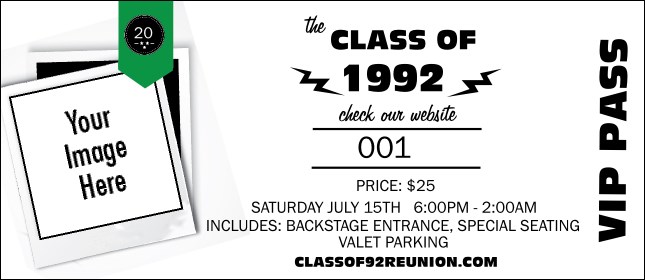 Class Reunion Mascot Green VIP Pass Product Front