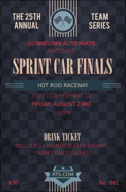 Car Racing Drink Ticket Product Front