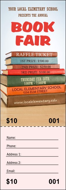 Book Fair Raffle Ticket Product Front