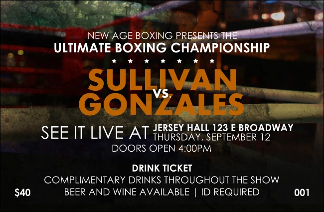 Boxing Drink Ticket