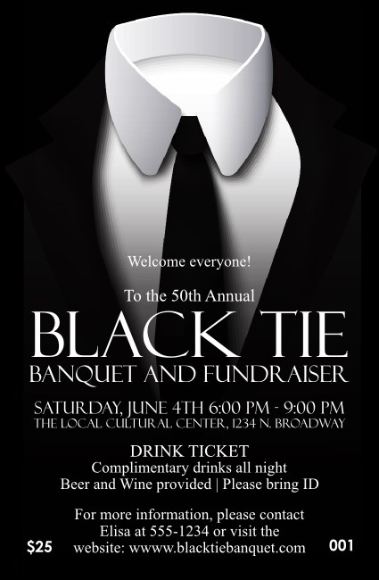 Black Tie Drink Ticket Product Front