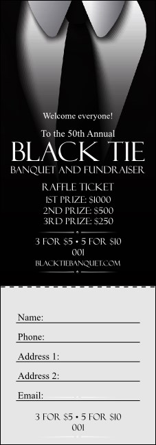 Black Tie Raffle Ticket Product Front