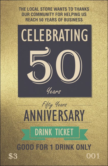 50th Anniversary Drink Ticket Product Front