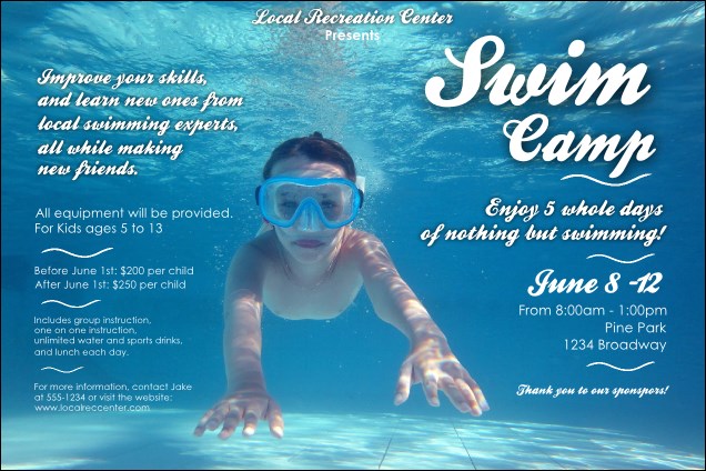 Swim Camp Poster Product Front
