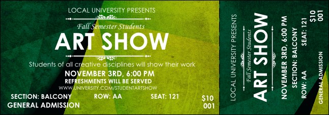 Abstract Reserved Event Ticket Product Front
