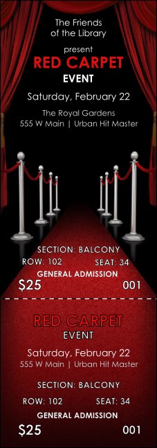Red Carpet Reserved Event Ticket Product Front
