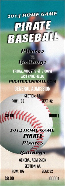 Baseball Schedule Reserved Event Ticket Product Front
