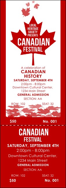 Canada Reserved Event Ticket Product Front