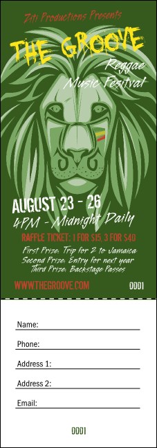Reggae Lion Raffle Ticket Product Front