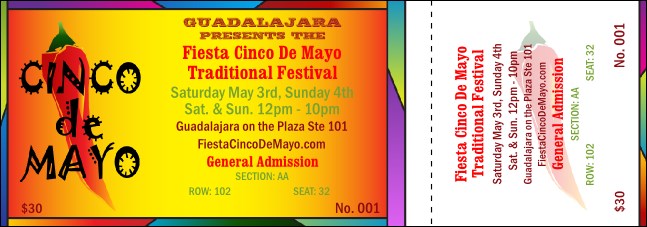 Cinco de Mayo 002 Reserved Event Ticket Product Front