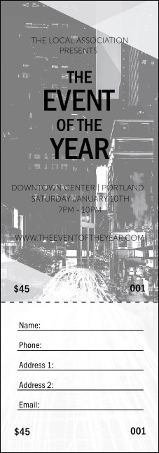 All Purpose Building and Streetlights Black and White Raffle Ticket Product Front