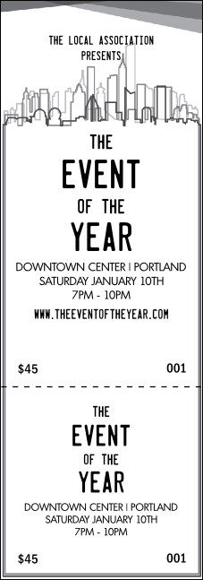 All Purpose Skyline Black and White Event Ticket Product Front